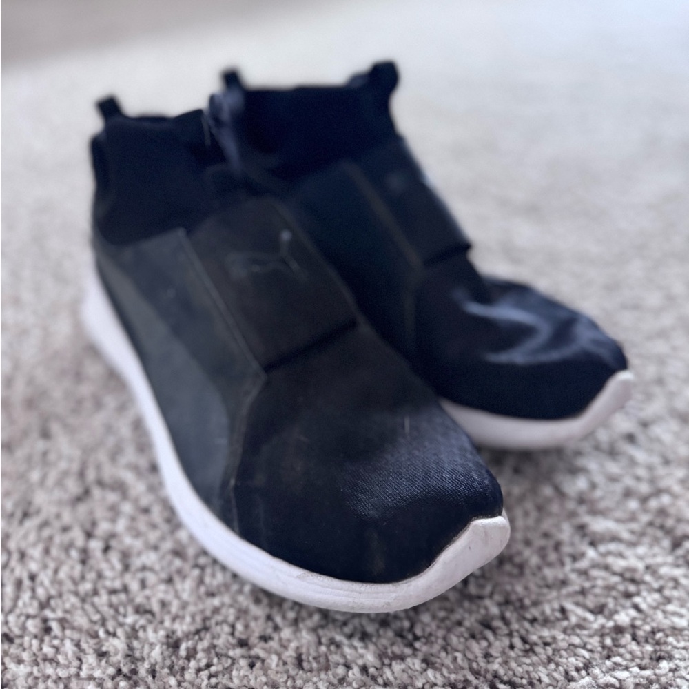Puma Black Slip-On Sneakers with White Sole